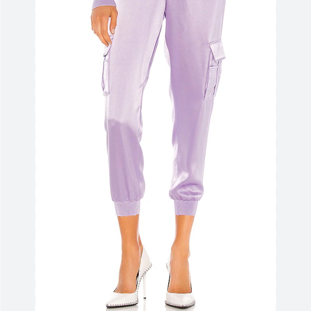 Alice & Olivia Dede Smocked Cargo Pant in Lavender Revolve M